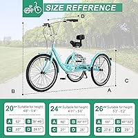 Vista 3 de LILYPELLE Adult Tricycle 7 Speed, 3 Wheel Bike Adult, 20/24/26 inch Wheels Cruiser Bikes with Cargo Basket for Seniors, Women, Men