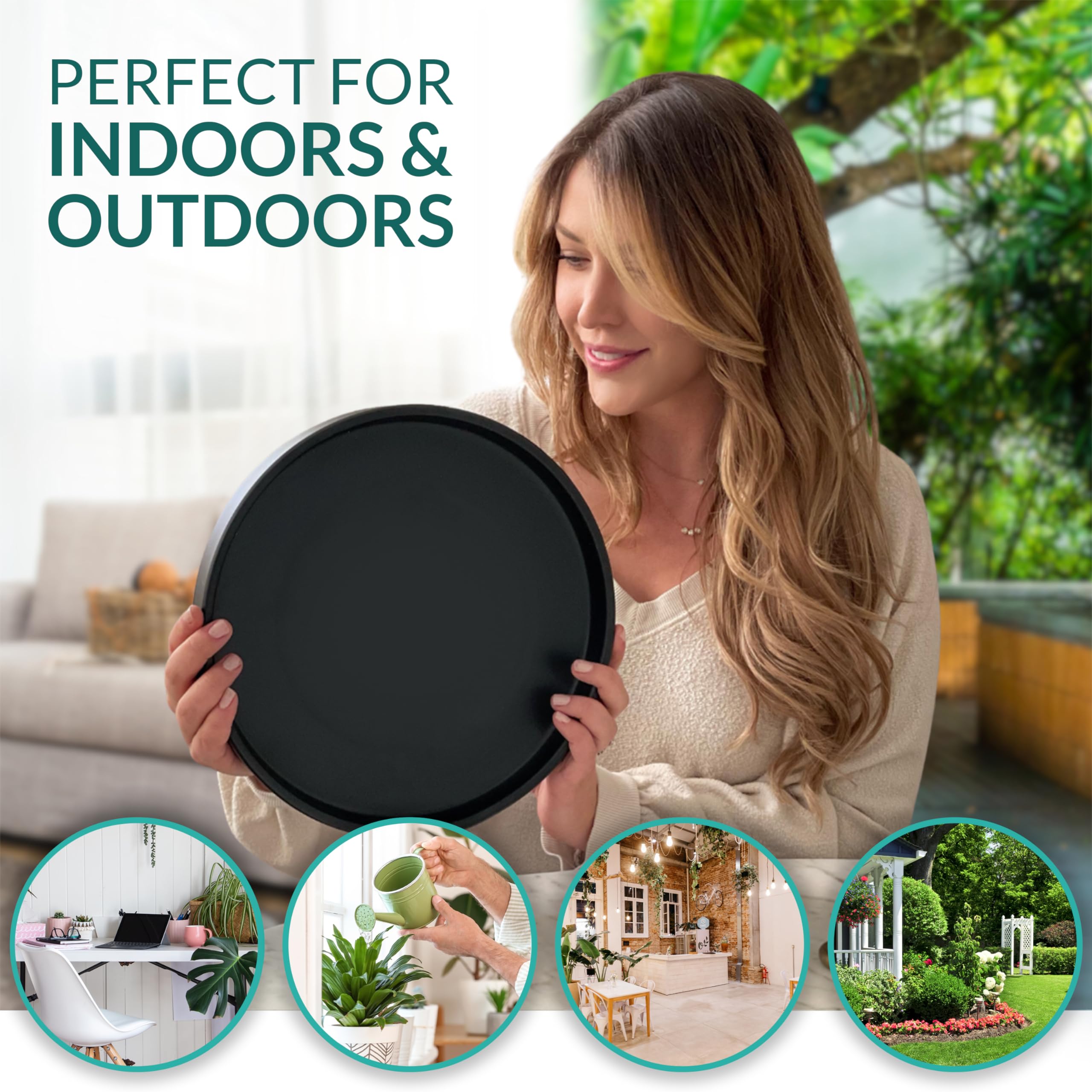 Willowy 30,5 cm schwarze Keramik-Topfuntersetzer – Abtropfschale für 22,9 cm, 25,4 cm, 27,9 cm Pflanzgefäße und weitere Größen