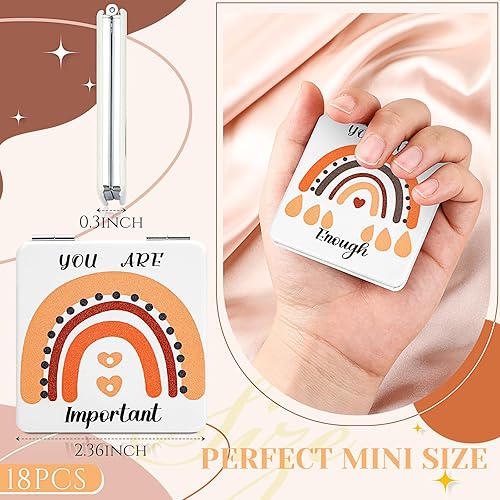 Miniatura 2 de Suzile Espejo de bolsillo bohemio arcoíris de 18 piezas, espejo compacto inspirador, espejo pequeño a granel para bolso, regalos de agradecimiento