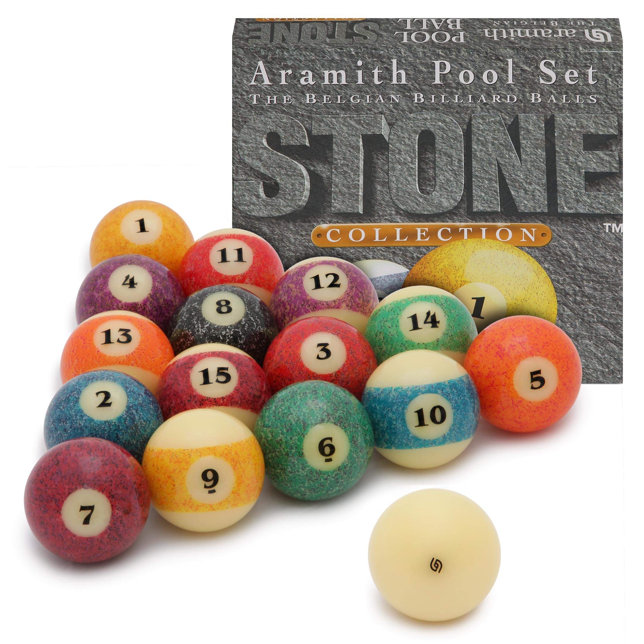 Aramith Stone Billiard Pool Ball Set 2 1/4" Granite Look