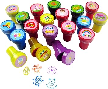 TINYMILLS 50 Pcs Religious Stampers for Kids, Christian Self-Inking Stamps, Sunday School Prizes, Vacation Bible School VBS Supplies, Church Rewards, Goodie Bag Fillers