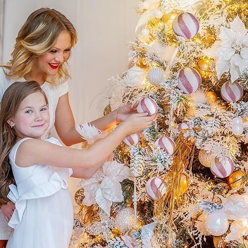 Miniatura 7 de Liliful 12 bolas de Navidad de 3.15 pulgadas, con purpurina, decoración de árbol de Navidad, adornos de Navidad pintados de plástico, adornos para