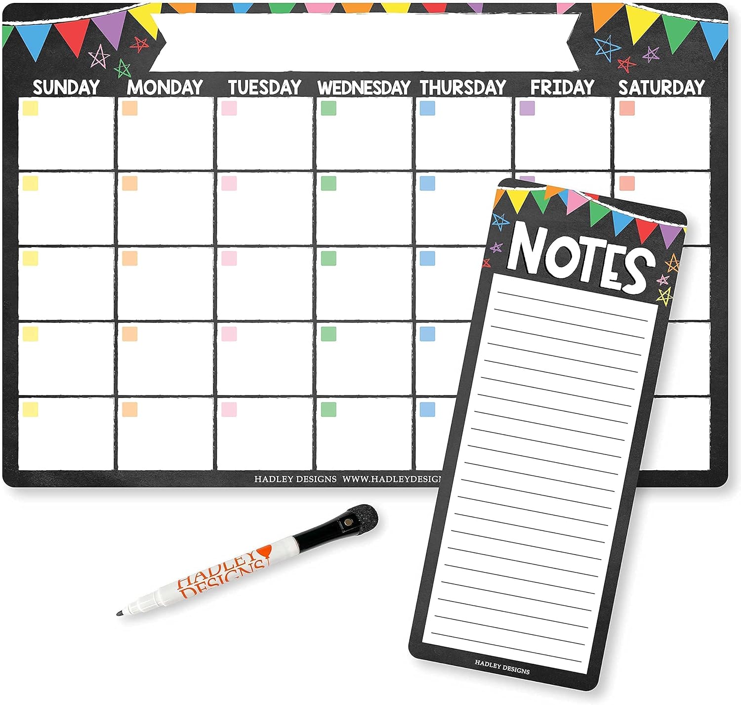 Colorful Magnetic Dry Erase Calendar for Fridge & Magnetic Meal Planner for Refrigerator Set, Weekly Whiteboard Calendar for Wall, Monthly Calendar Dry Erase Board and Meal Planning Magnet for Fridge : Office Products