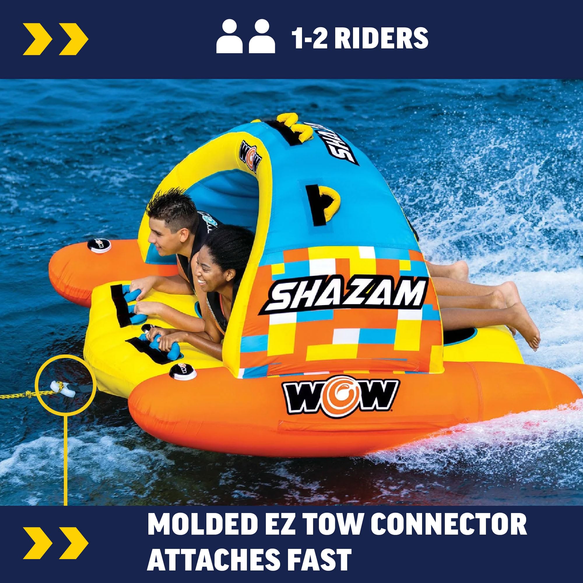 WOW Sports Shazam Towable Tube for Boating - 1 to 2 Person Towable - Standing Boating Tubes