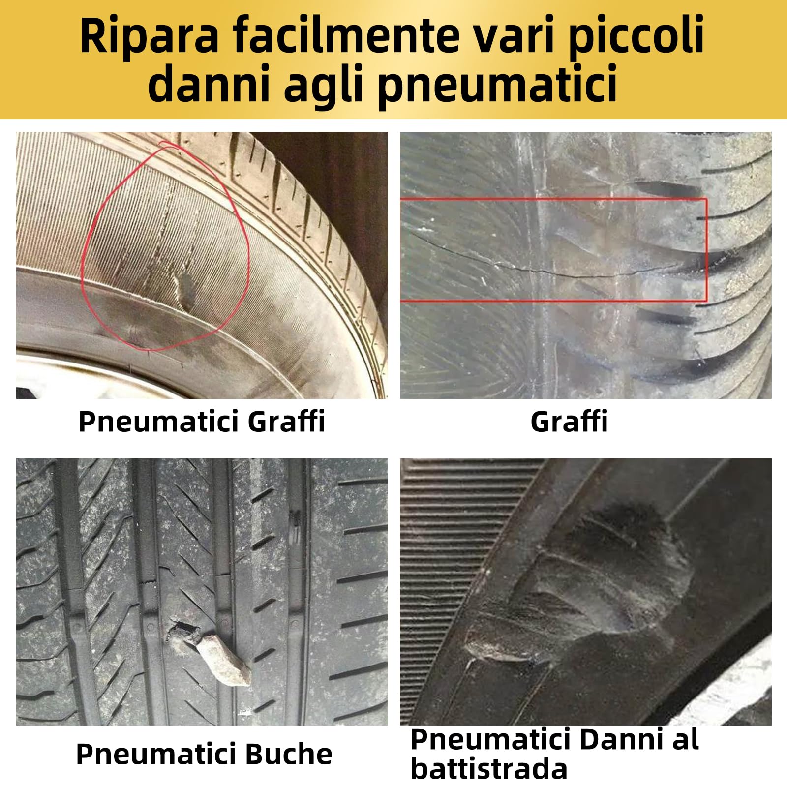 LOCBONDSO Mastice Riparazione Pneumatici 50g Nera per Bici Moto Auto