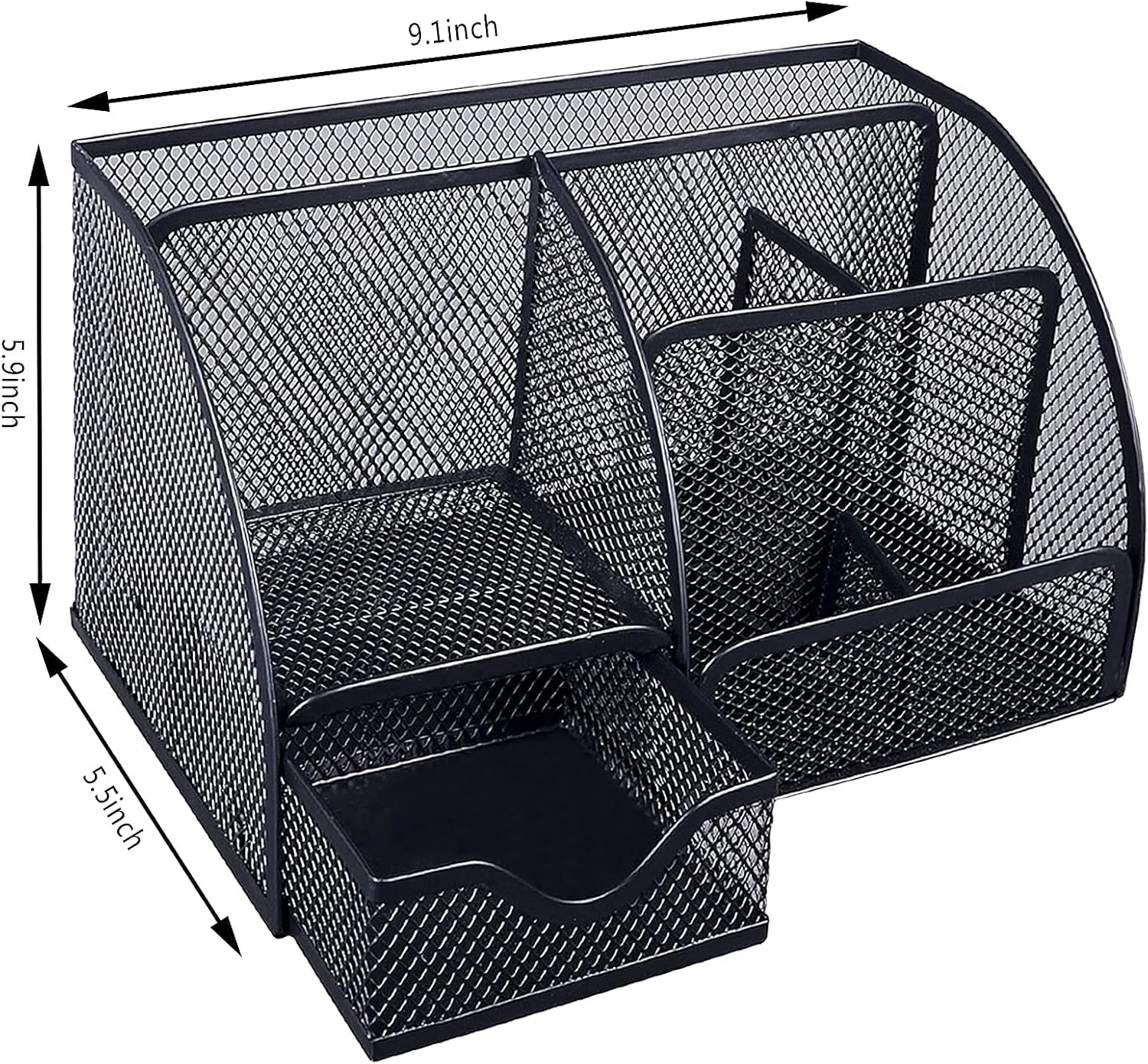 Mesh Desk Organizer - Office Supplies Desk Organizers and Accessories, Wire Mesh Desk Organizer, Multifunctional Desk Caddy Organizer with 6 Compartments and 1 Sliding Drawer for Office, School, Classroom : Office Products