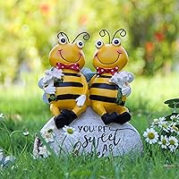 Vista 6 de Estatua de abeja para decoración de jardín, figura de abeja de miel para patio al aire libre, césped, porche, patio, exterior, estante