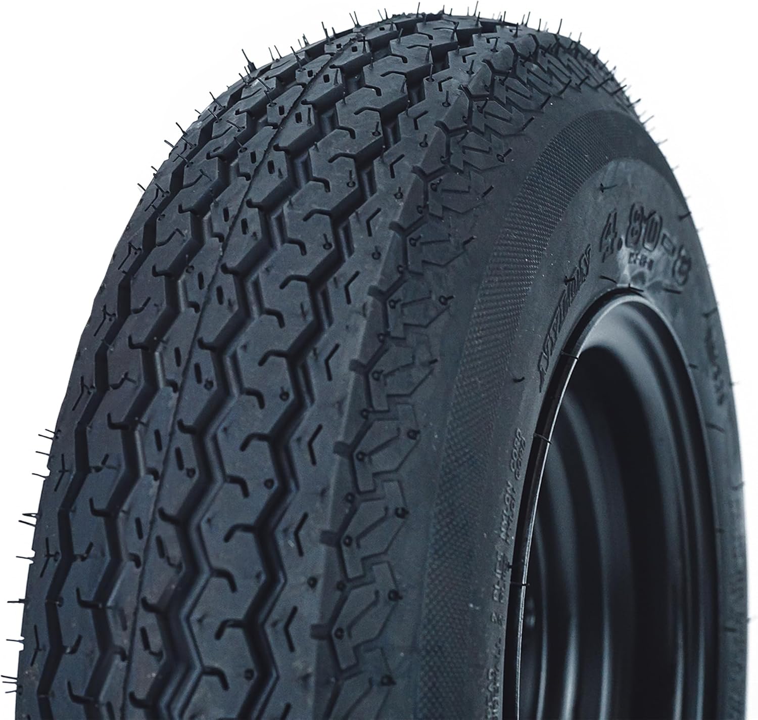 Set of 2: 4.80-8 Trailer Tires with 8" Black Rim - 6-Ply Load Range C - 4 On 4" - Heavy Duty Tires Wheels for Camping, Utility, Boat Trailers