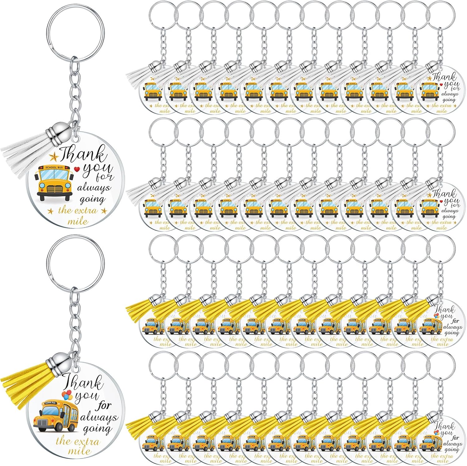 Misdary Bus Driver Appreciation Gifts Back to School Bus Driver Acrylic Thank You Keychains Bulk Retirement Keychain Gifts