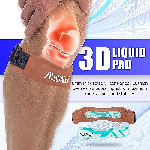 Miniatura 4 de Correa de cuero para aliviar el dolor de rodilla y estabilizador de rótula, soporte de silicona líquida para senderismo, fútbol, baloncesto, correr,