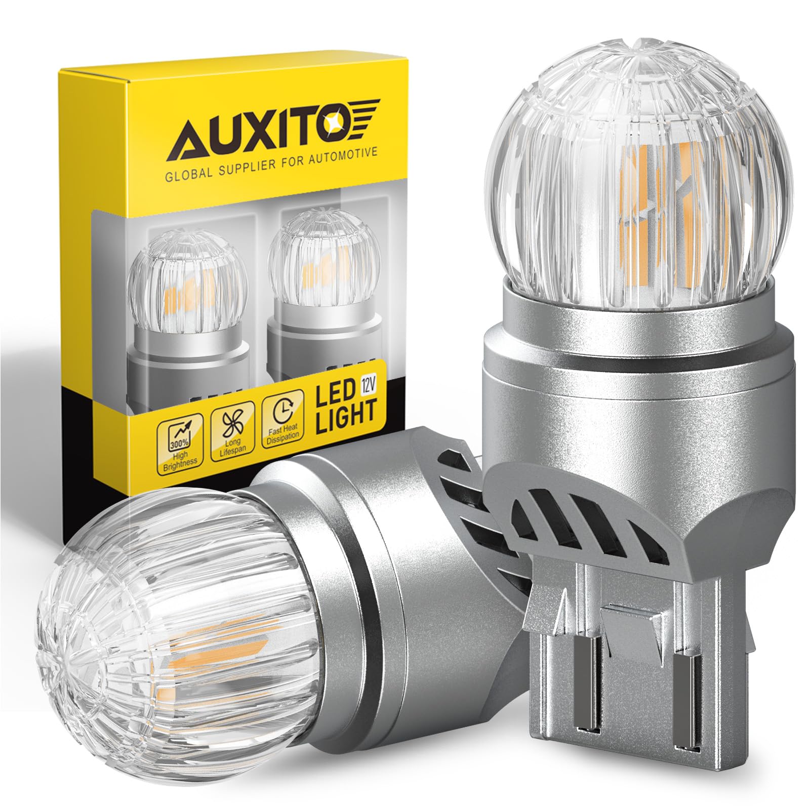 AUXITO 7443 LED Bulb Amber Yellow, Turn Signal Light 7440 7441 7444 T20 Super Bright for Rear Front Blinker Turn Signal Marker Parking Light, Pack of 2