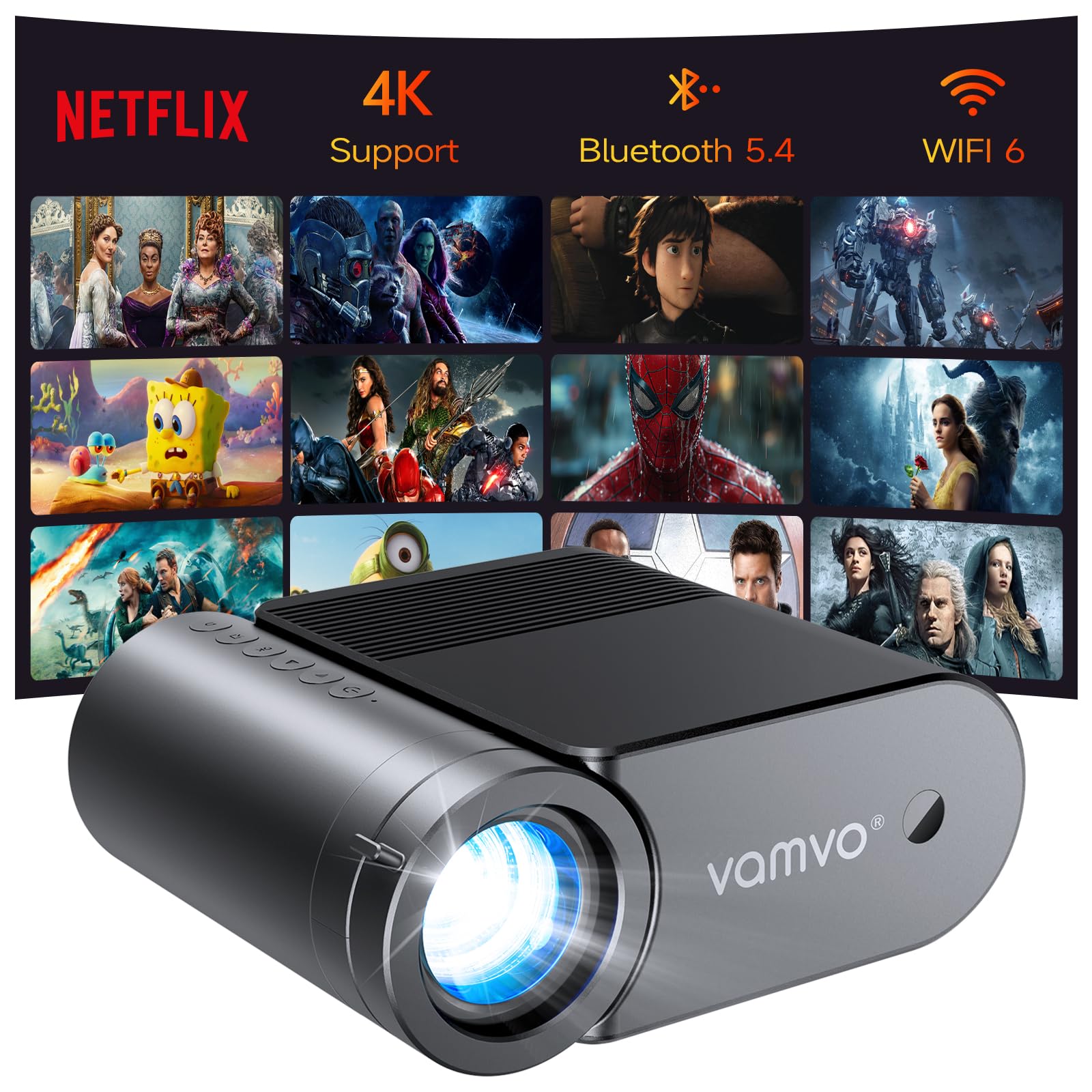 【1日のみ使用】Vamvo L4200プロジェクター Amazon.com: Portable WiFi Projector, Native 1080P Mini Movie