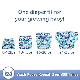 Leekalos Cloth Diapers Reusable for Boys and Girls, Baby Diaper Cloth with Inserts & Wet Bag One Size