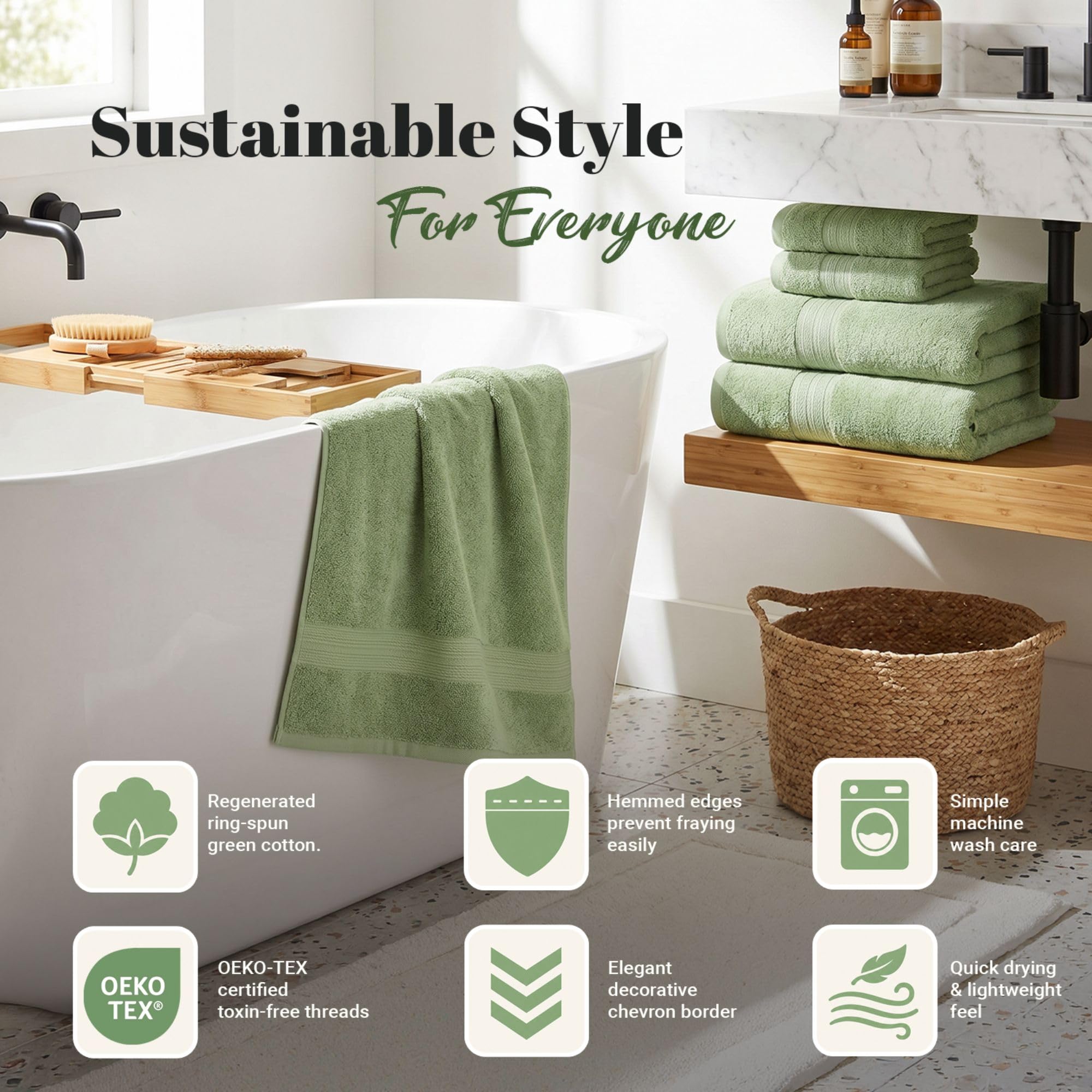 Set di 12 asciugamani in cotone ecologico di qualità superiore per casa, dormitorio e appartamento. Assorbenti, ad asciugatura rapida, morbidi. Include 4 asciugamani da bagno, 4 per le mani e 4