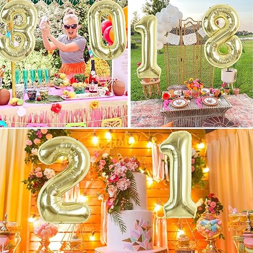 Miniatura 53 de TONIFUL Globos arcoíris de 40 pulgadas con números grandes del 0 al 9, globos digitales número 4 para helio, globos de aluminio Mylar con números