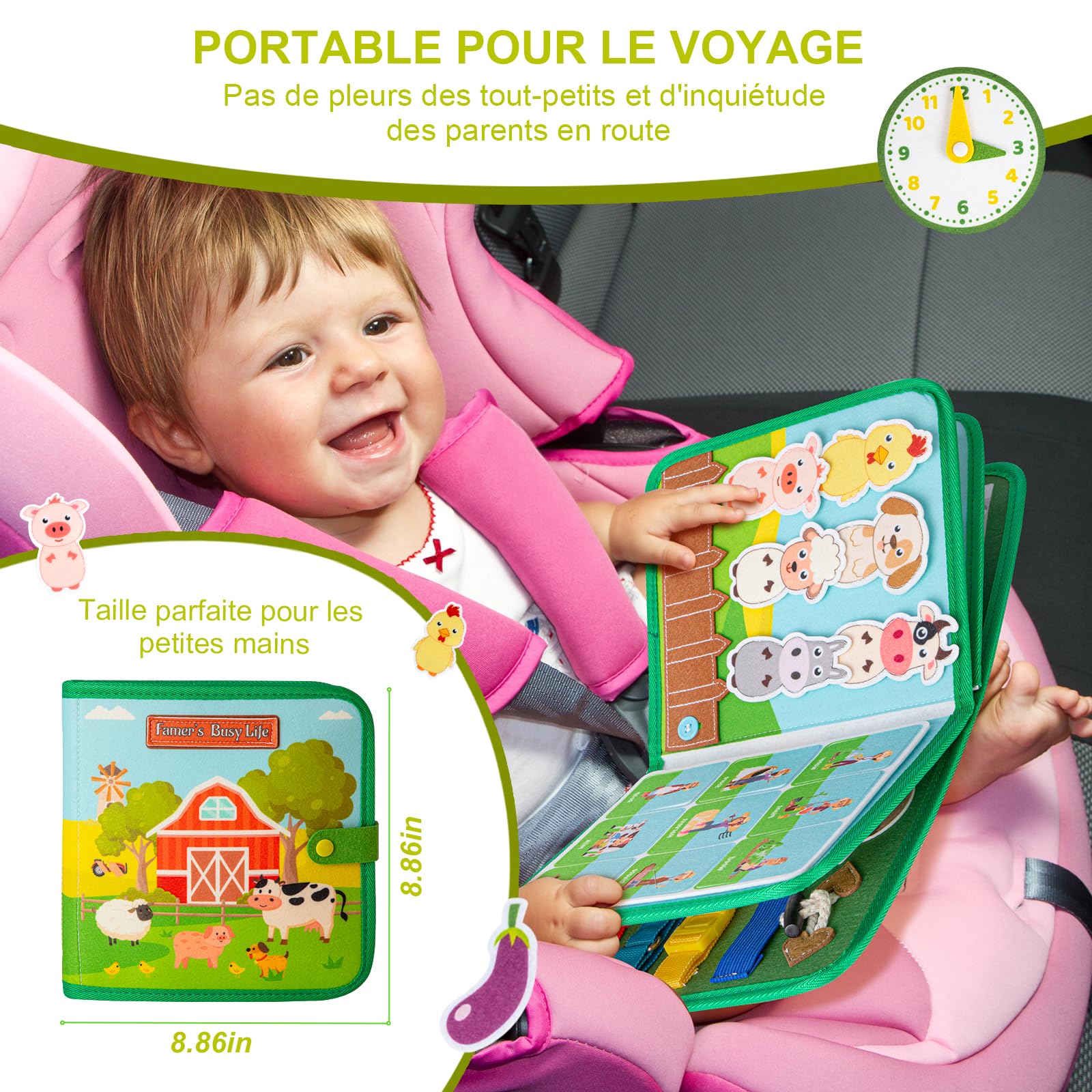 Quanquer Francese Busy Board Busy Book per Bambini Piccoli