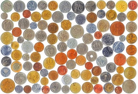 20 Different Coins from Unique Countries Around The World Including A Coin Bag Small Purse!