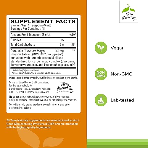 Miniatura 2 de Terry Naturally CuraMed Sirope - Suplemento de apoyo para la salud del cerebro y el sistema inmunológico - Fórmula de absorción de curcumina con