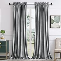 Vista 27 de Cortinas dorado oscuro de 108" para sala de estar, cortinas opacas de terciopelo con bolsillo para barra, para ventana, tratamiento de semi
