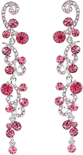 Aretes colgantes en forma de flores ondeantes de casamiento de cristal austríaco, para mujeres, marca EVER FAITH.