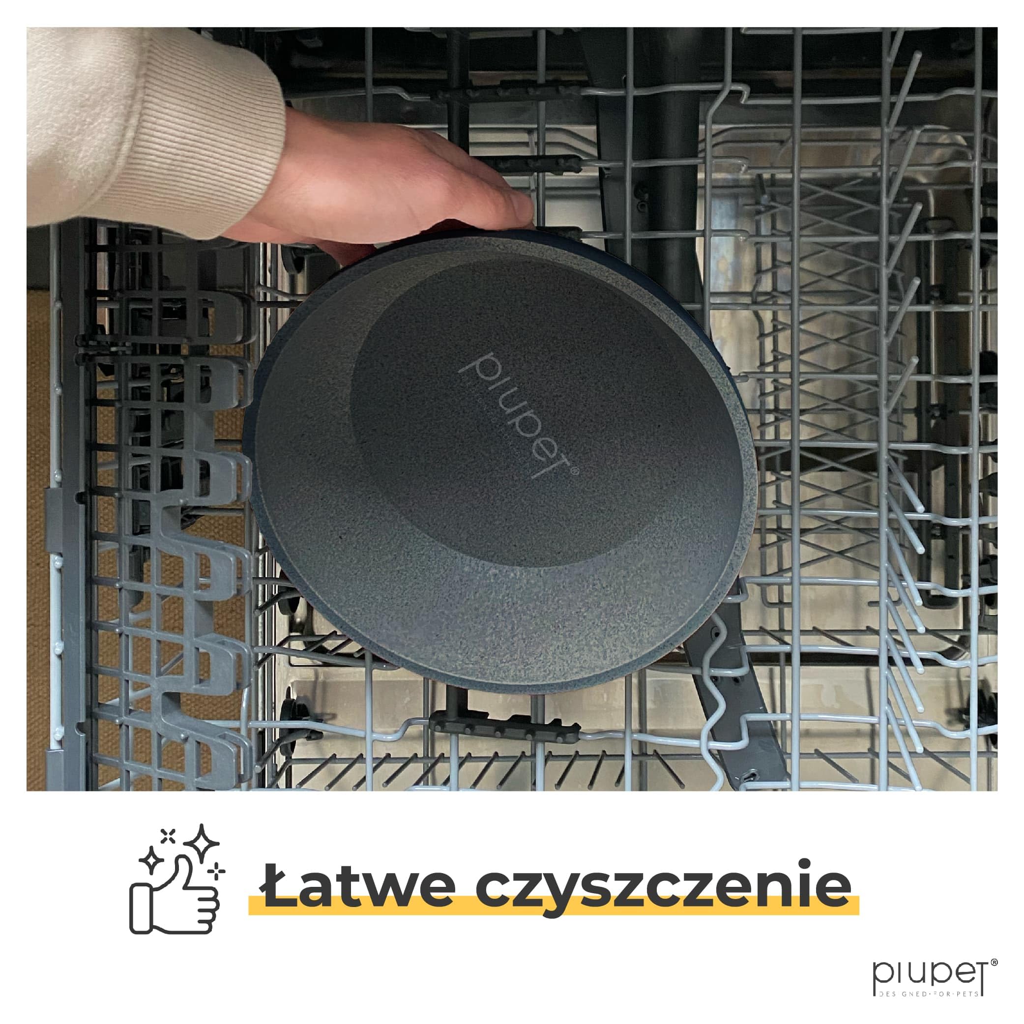 PiuPet® Miska na karmę I 2 x 1L I Szary I Mycie w zmywarce I Średnica 21,5cm I Miska dla dużych psów I Miska na wodę dla psów I Miska na karmę dla psa