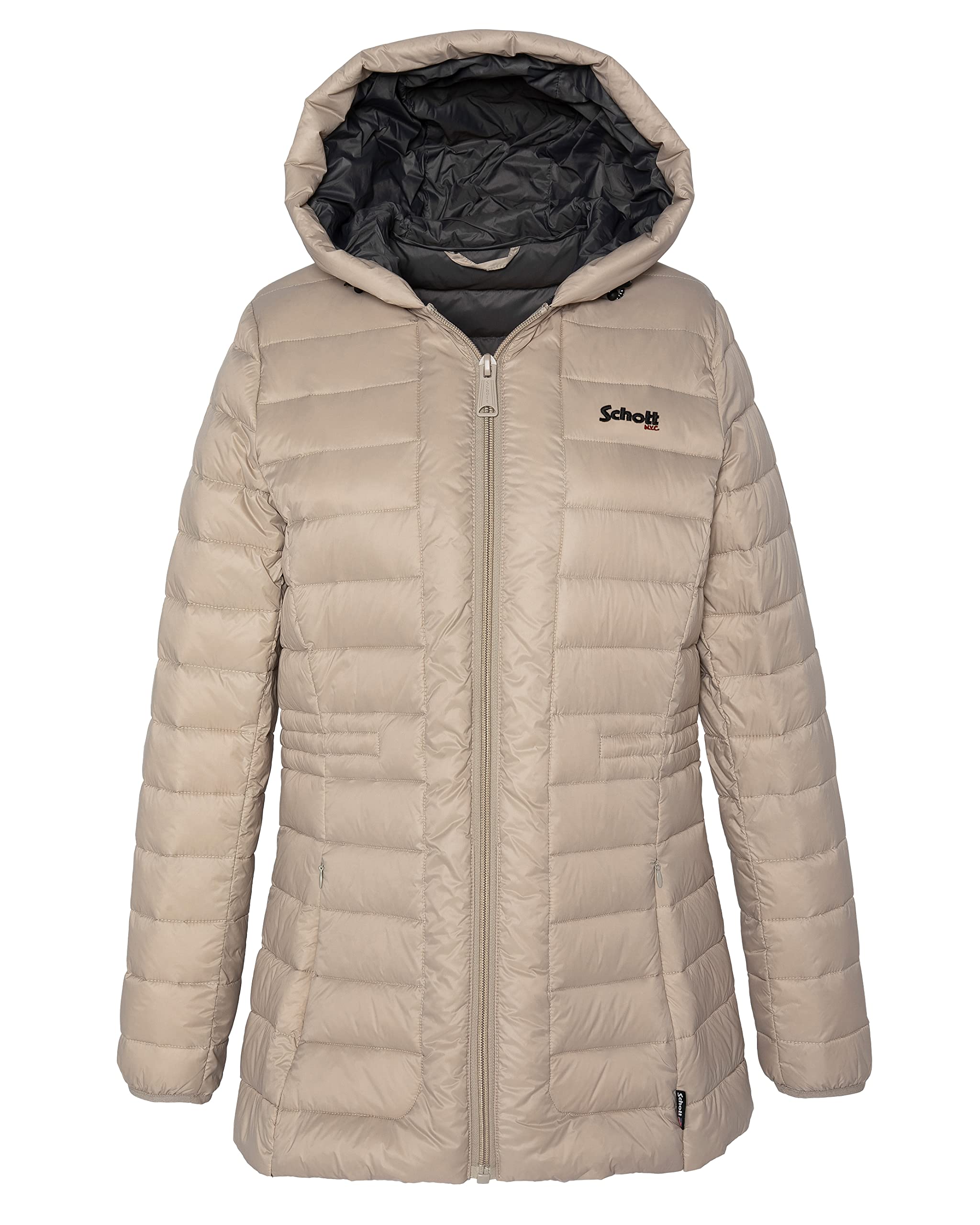 Schott NYC Piumino Lungo Leggero da Donna, con Piume Unisex-Adulto