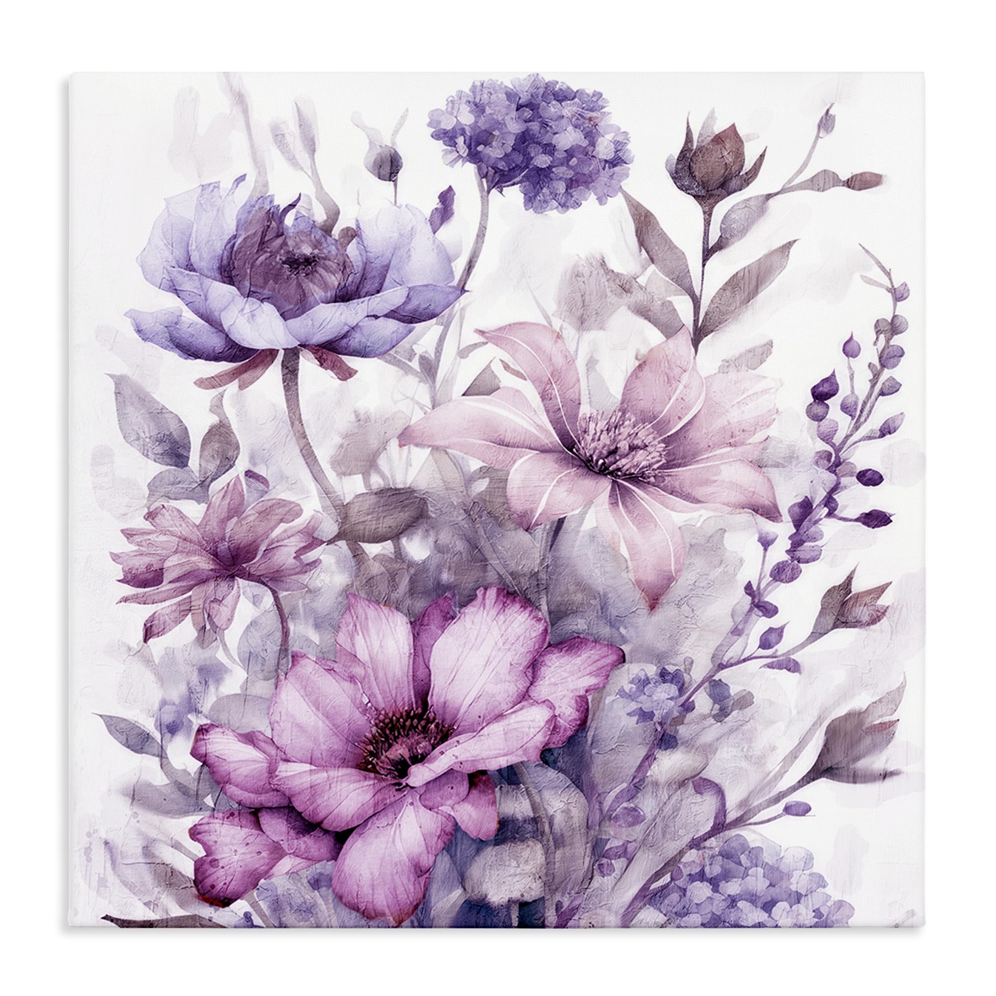 Stupell Industries 'Purple & Blush Florals', Canvas Art, 24 x 24 Inches, Easy to Hang and Sturdy, Made in USA, by Kim Allen