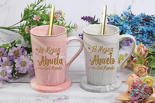 Miniatura 4 de WENSSY Taza La Mejor Abuela Del Mundo y La Mejor Abuelo Del Mundo, Regalos de Abuela y Abuelo en español, regalos de cumpleaños para abuela y abuelo