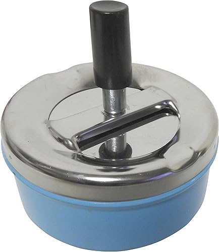 Miniatura 5 de Paquete de 2 ceniceros redondos con bandeja giratoria estilo retro (azul)