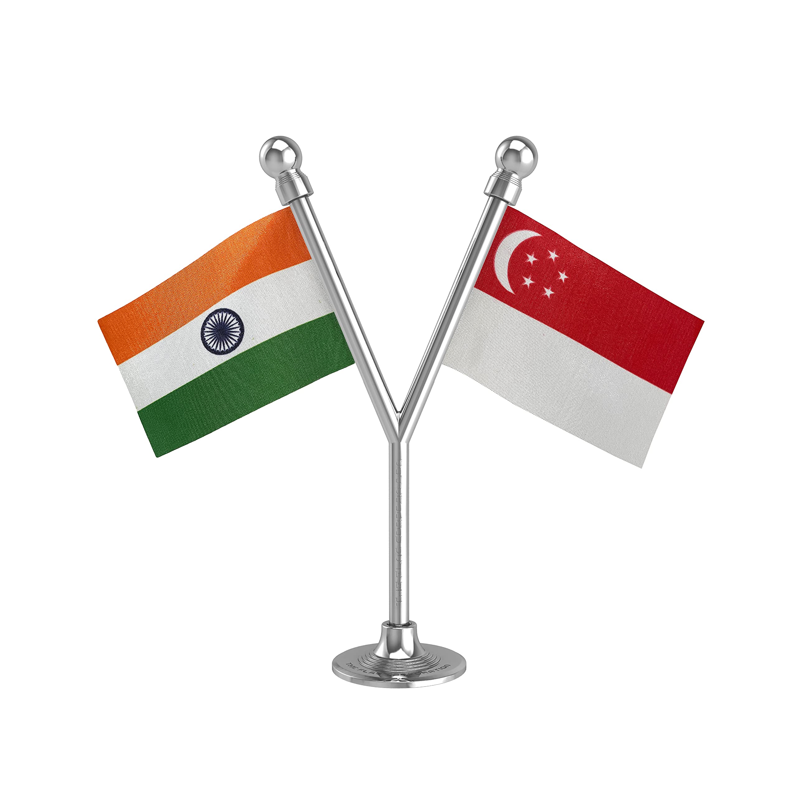 The Flag Corporation India & Singapore Car Dashboard Flag 2in x 3in with A Plastic Liquid Chrome Base-picture-22
