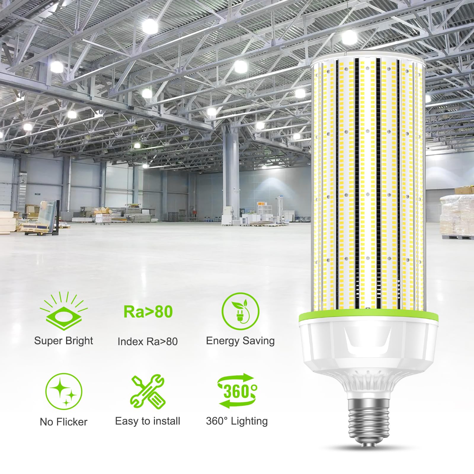 12Pcs 250W LED Corn Light Bulb UL Listed 5000K Daylight White LED Corn Bulb 37500 Lumen with E39 — view 2