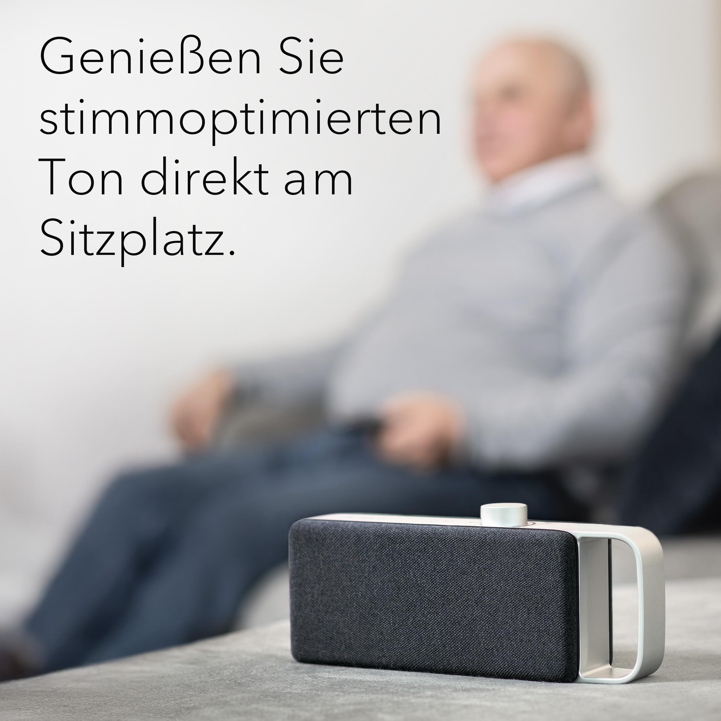 faller Oskar - TV Lautsprecher für Senioren; Sprachverstärker für Fernseher; Hörverstärker für Senioren; Kabellos Tragbare Soundbar; Einfache Bedienung; Fernseher Besser Hören