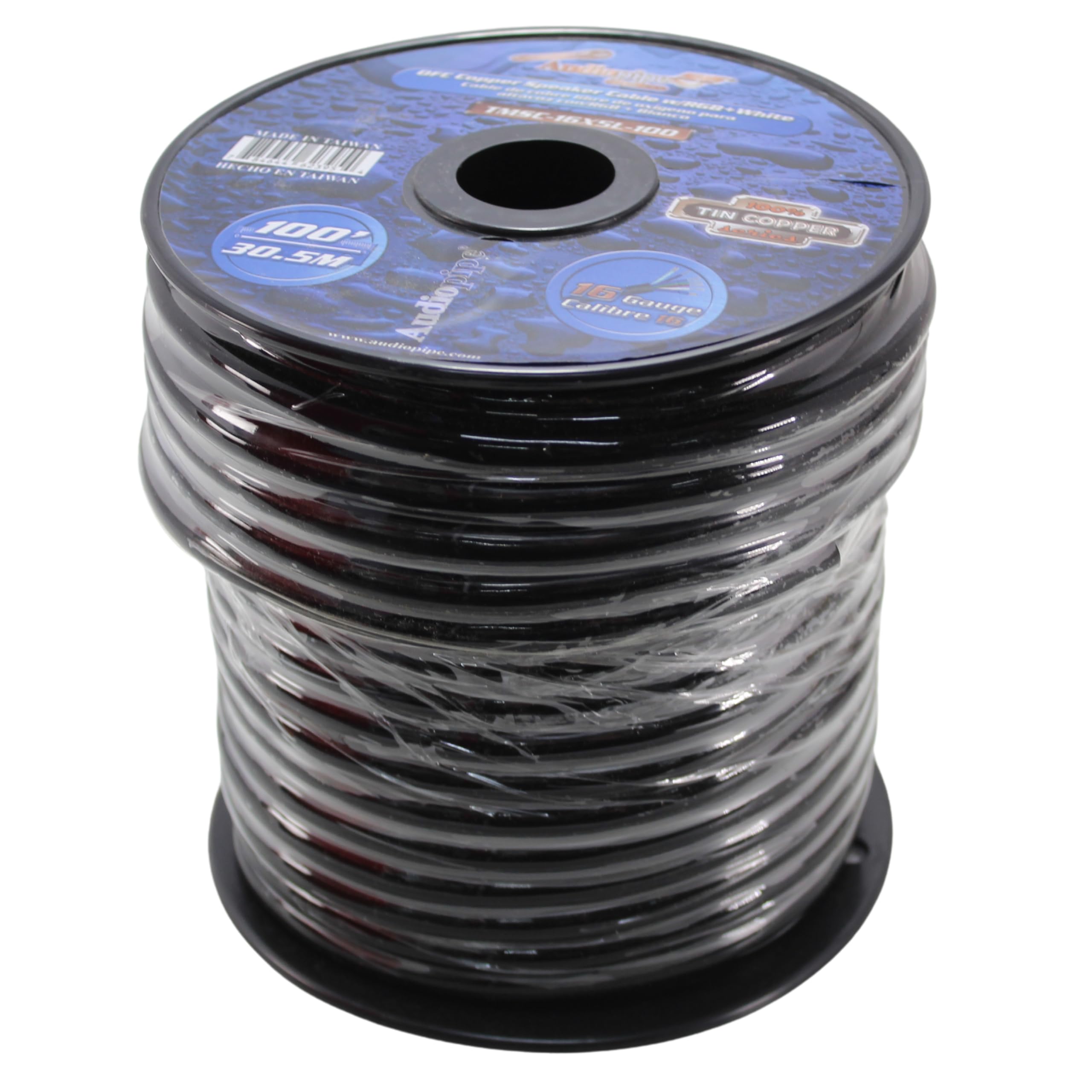 Audiopipe Marine 16 Gauge Speaker Cable with RGB + White LED Cable (100 Feet)