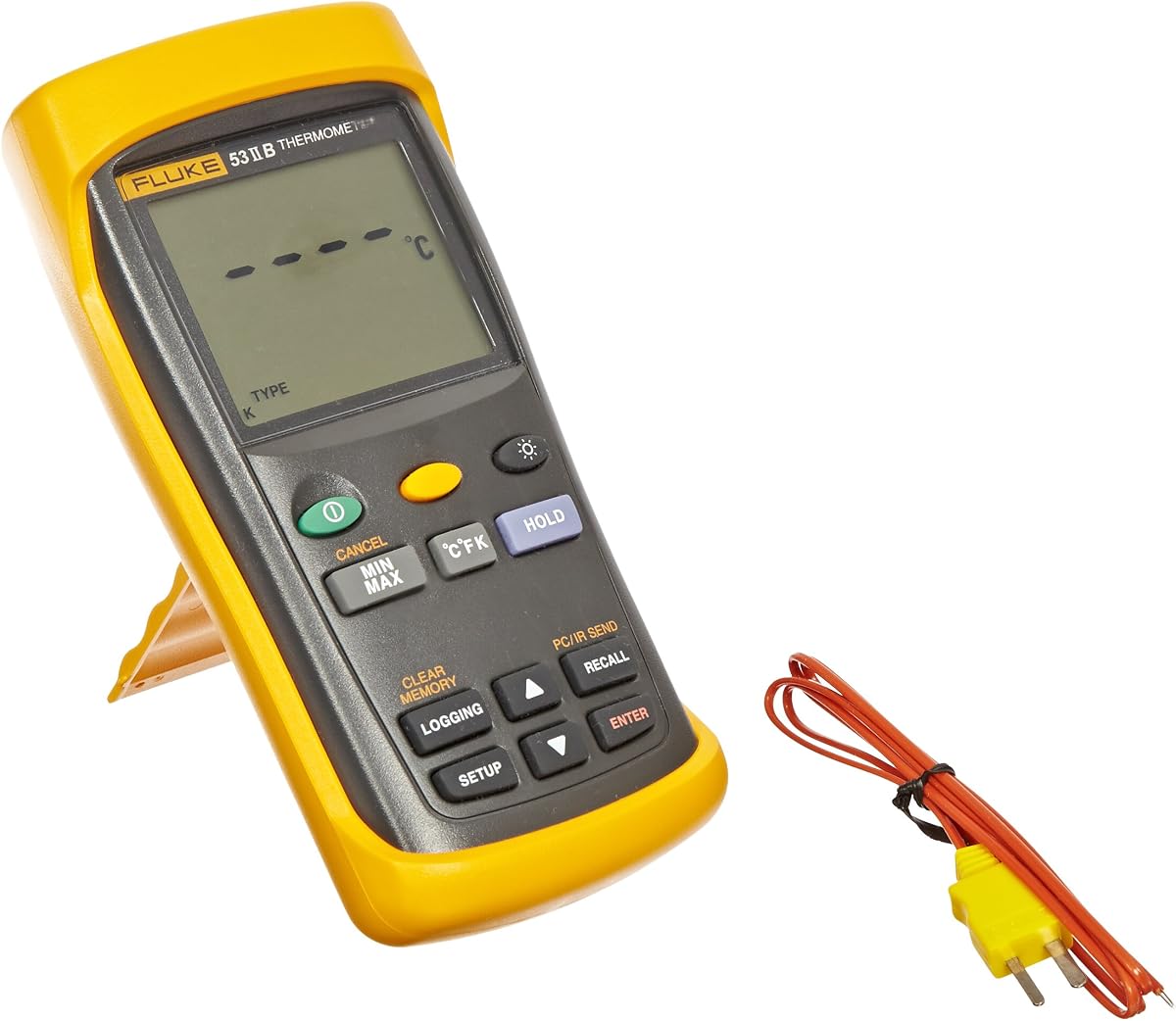 Fluke 53-2 Termómetro digital de entrada única con grabación USB, 3 pilas AA, rango de -418 a 3212 grados F, rechazo de ruido de 60 Hz