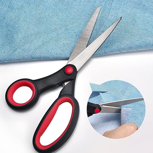 Miniatura 2 de Tijeras para zurdos de 8 pulgadas, hoja afilada de acero inoxidable, mango esmerilado, tijeras zurdas gruesas ideales para manualidades, oficina,