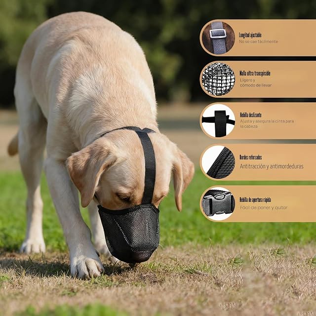 Foto 3 de 7 de Frutilexia Bozal Perro, Bozal para Perros Grandes, Transpirable Bozales, L