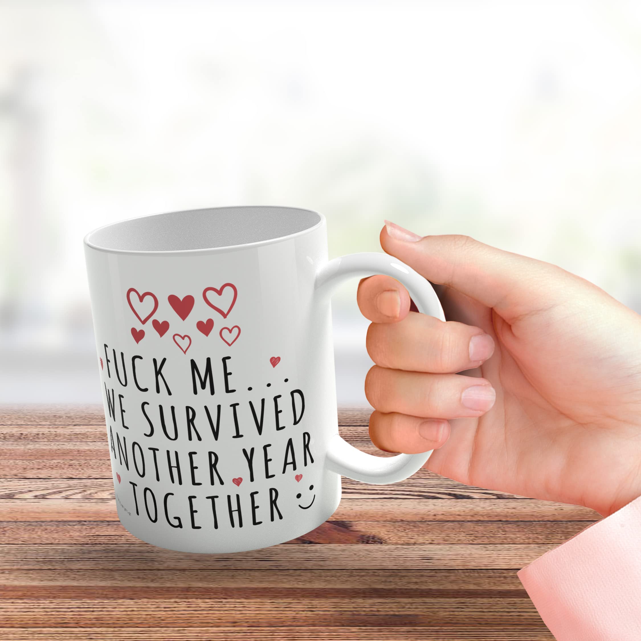 Stuff4 Cute Mug for Him Her, F**k Me We Survived Another Year, Anniversary Mug for Boyfriend Girlfriend Husband Wife Partner - Image 3