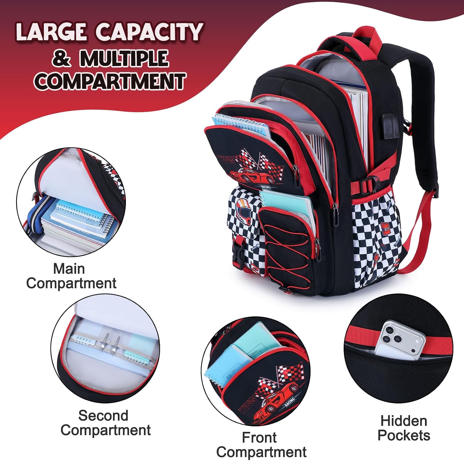 Fixtok Backpack Boys 3pcs Cool Kids