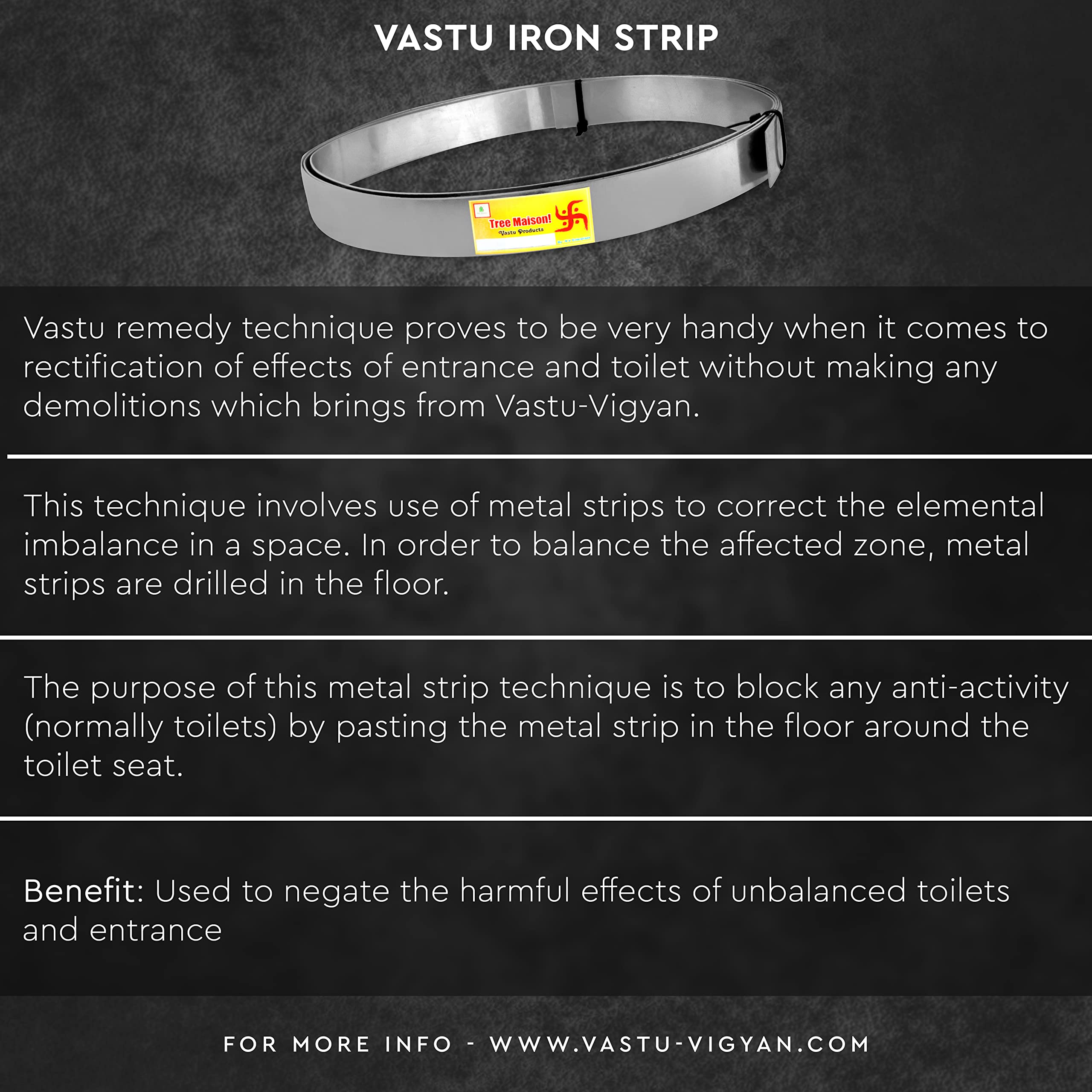 TREEMAISON Iron Strip | 1 INCH | Pack of 1 | Vastu Iron Strip for Toilet | Vastu Remedy | Width-25mm, Thickness-1mm, Length-8 Feet Approx 2