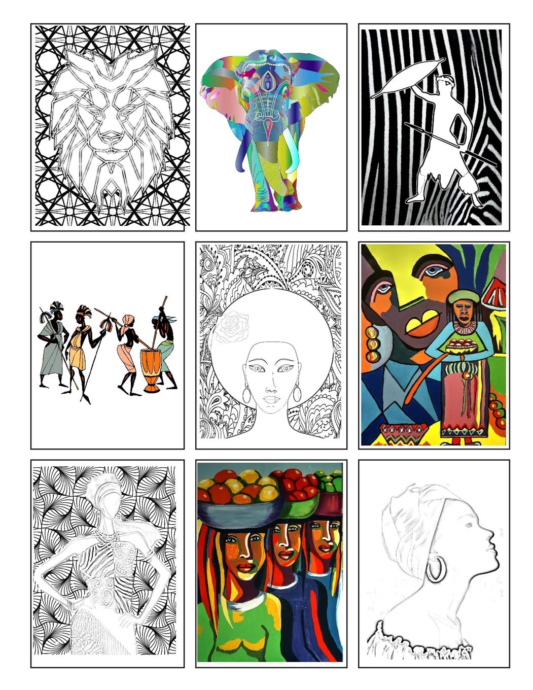 Coloring Book of African Art: 70 images to copy, colour or paint