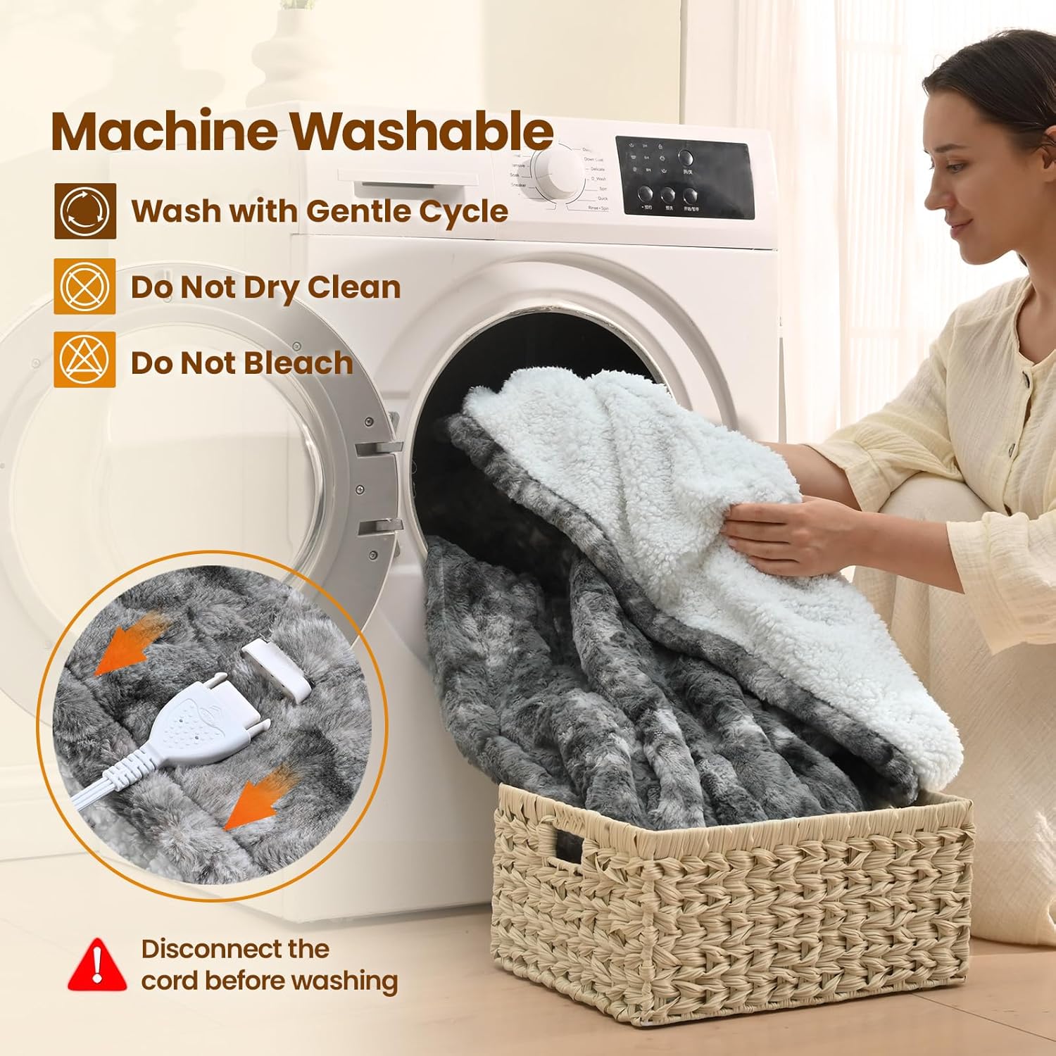 Bearhug Heated Throw Blanket, 50"×60" Electric Blankets, Faux Fur & Warm Sherpa Dual-Sided, 4h Auto-Off Timer & 4 Heating Levels,ETL Certified, Machine Washable, Gift Box-Marble Grey - Image 5