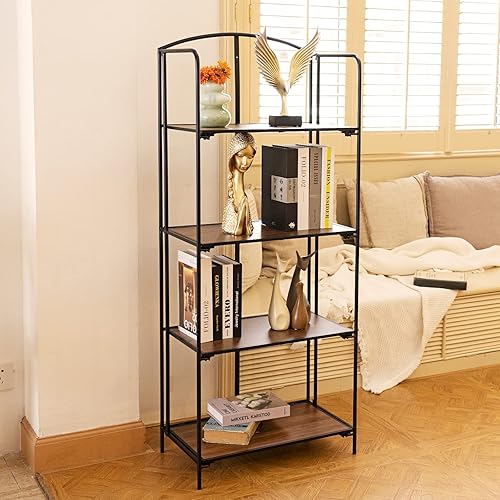 Miniatura 210 de Crofy - Estantería plegable sin montaje para sala de estar, estante plegable blanco de 5 niveles para oficina en casa, organizador de almacenamiento