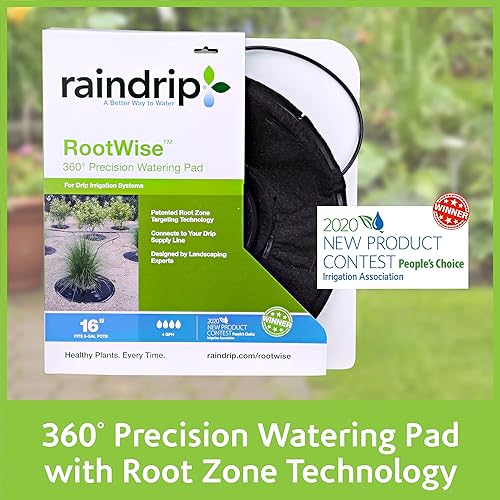 Miniatura 5 de Raindrip RW16RE RootWise - Almohadilla de riego de precisión de 360° para riego de plantas y árboles, tapete de riego de 16 pulgadas con tubo de
