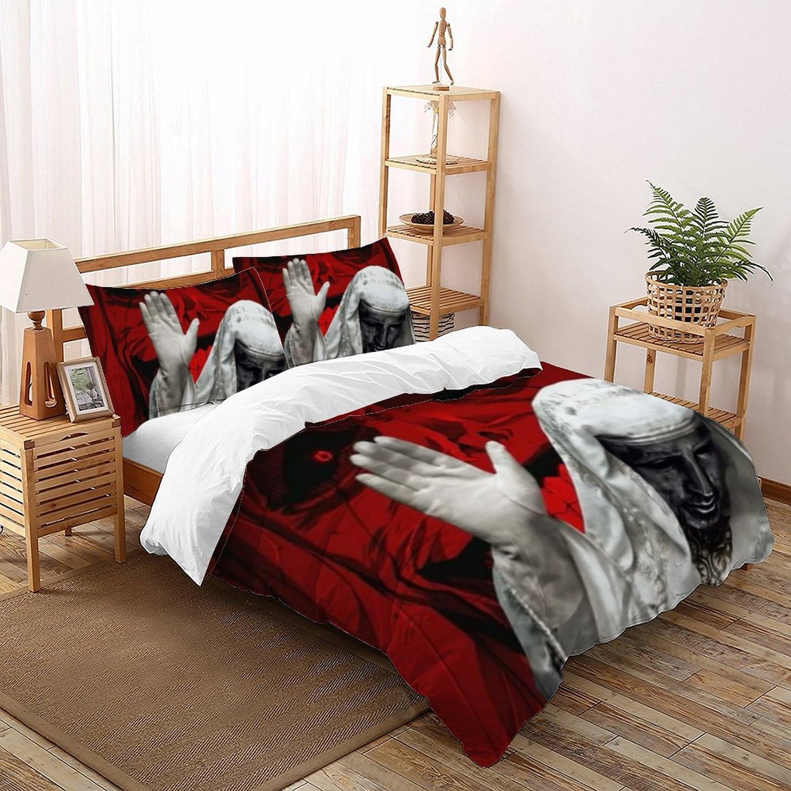 Housse de couette 220x240 mystérieuse en microfibre avec 2 taies d'oreiller pour lit King