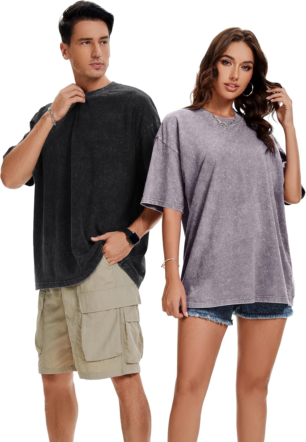 rosemia Oversized Tshirts for Men Vintage Short Sleeve Shirts Acid Wash Basic Tees - Image 6