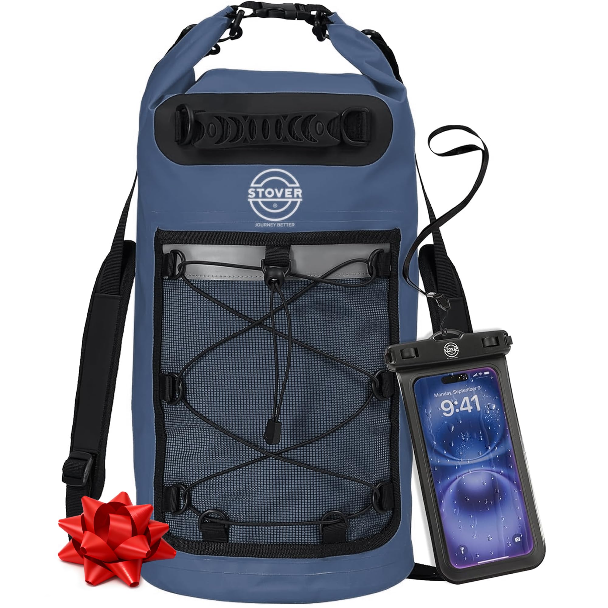 STOVER 5/10/25/30/40/55L Waterproof Dry Bag- Roll-Top Backpack w/Phone Case- Kayaking, Hiking, Camping, Boating- Men/Women