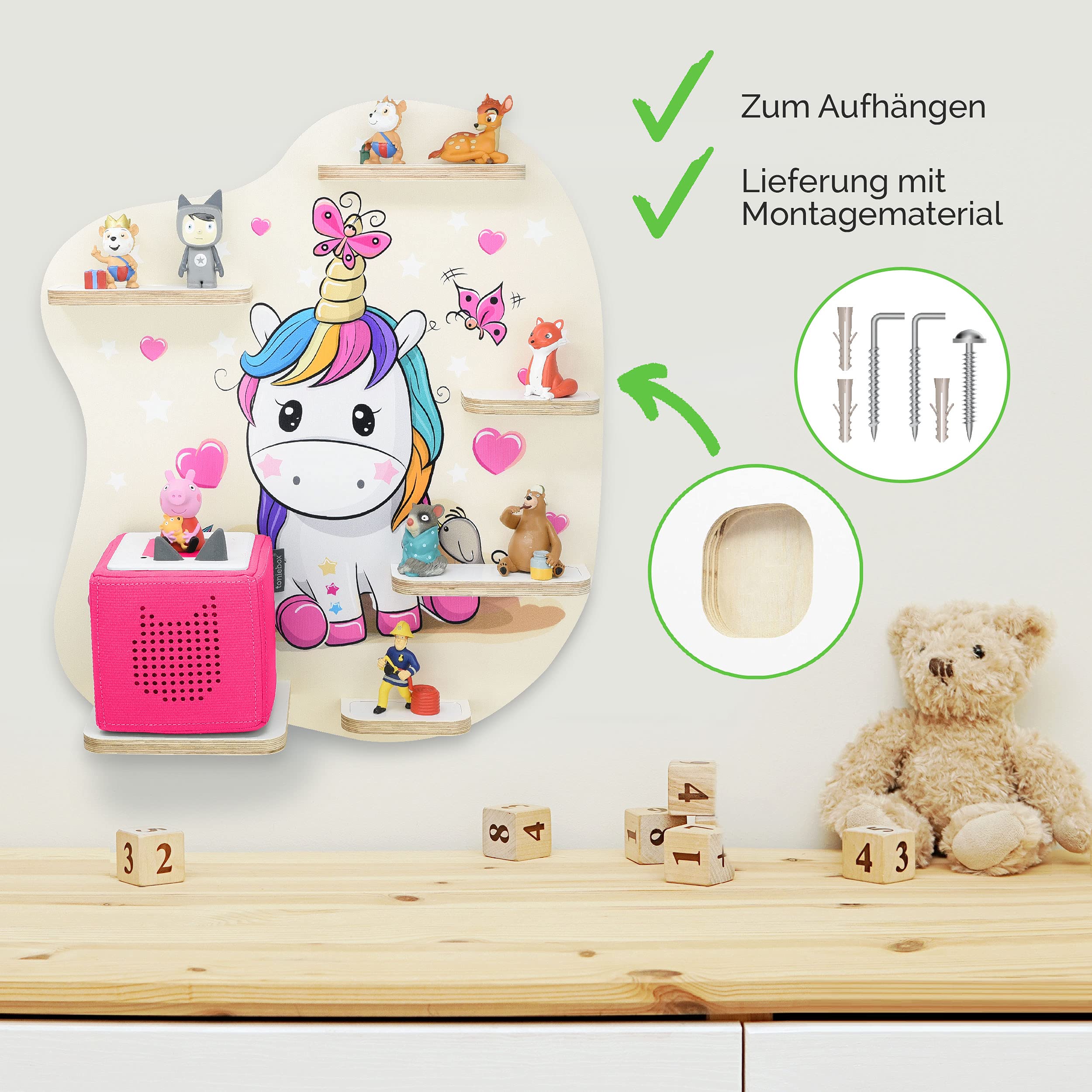 Étagère Murale Ou à Poser Pour Toniebox & Tonies – Carte Du Monde, Grande Capacité ~50 Figurines, Rangement Enfant Magnétique