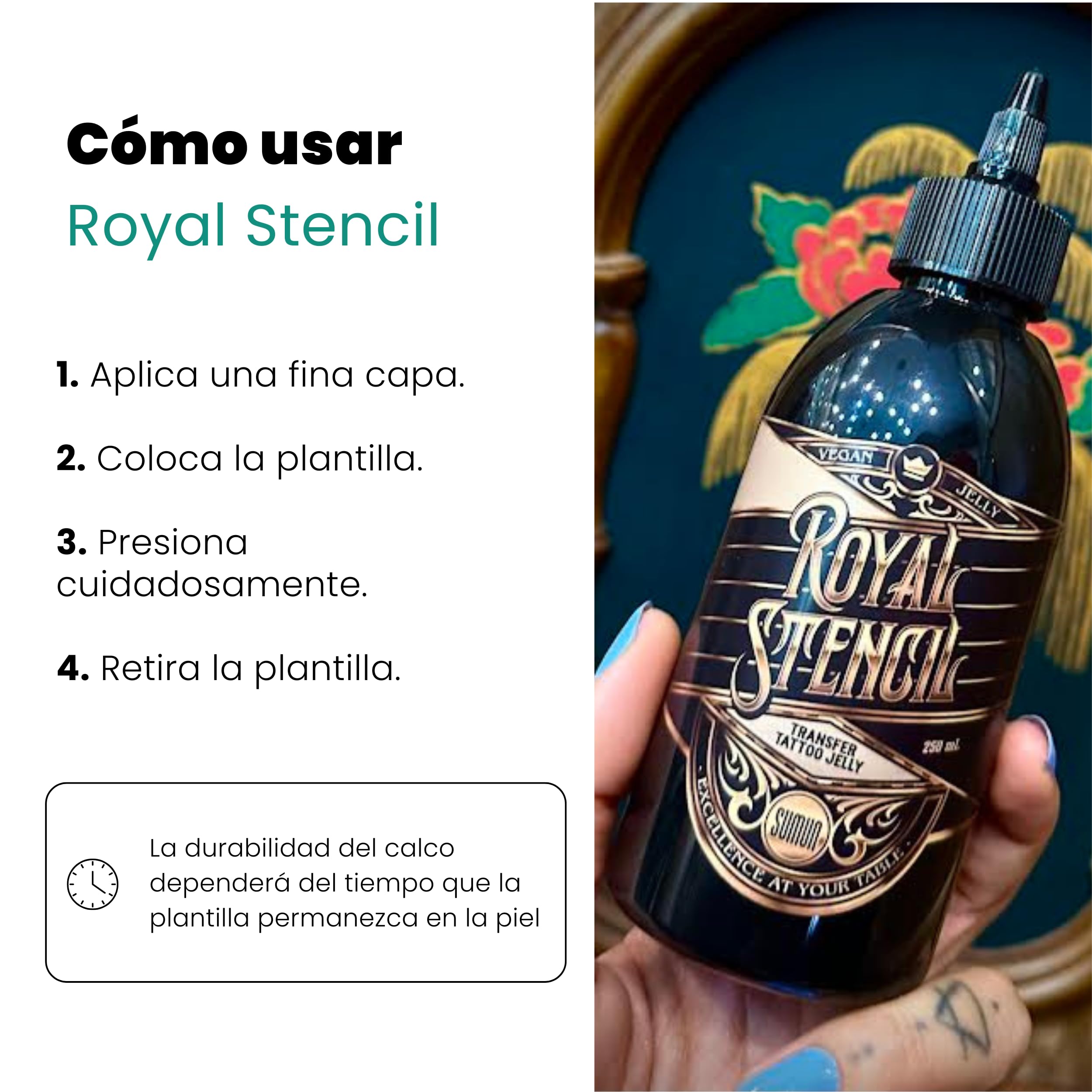 SUMUN TATTOO - Royal Stencil | Stencil Tattoo Transfer Profesional | Gel Vegano Sin Colorantes Ni Aromas | Stencil Stuff Compatible Con Papel De Calco | Transfer Tattoo Preciso Para Tatuajes