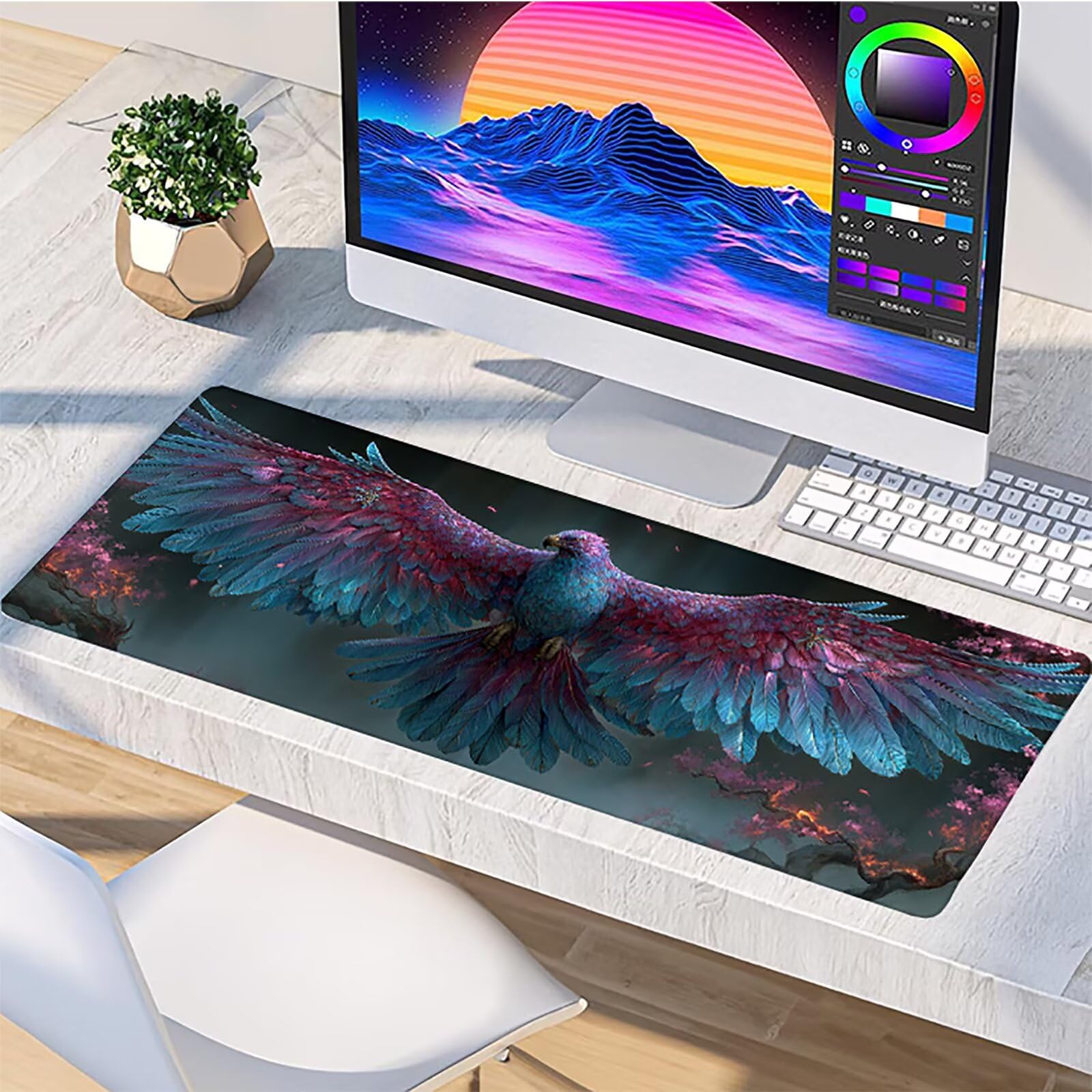 Podkładka pod mysz 1200x600x3mm ptak, podkładka pod mysz XXL do gier drzewo, duża podkładka pod mysz z gumową podstawą, akcesoria biurowe do gier, wysoka precyzja i szybkość, pod biurko, dla graczy