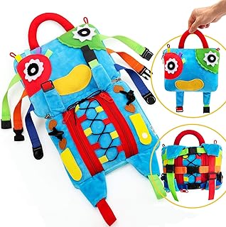 teytoy Sensory Buckle Pillow Toys for Kids,Travel Toy for 1-3 Toddlers Busy Toy Bag Learning Fine Motor Skill Problem Solving, Educational Montessori Fidgets Threading Counting Zipper Development Toy